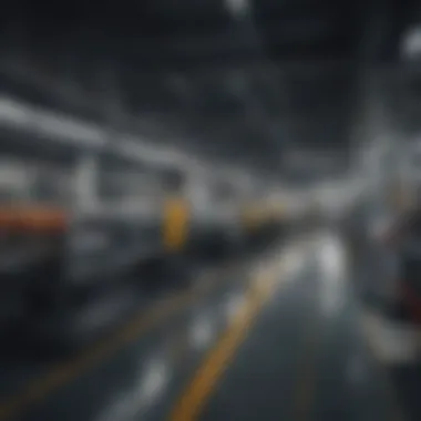 A bustling Italian factory showcasing modern manufacturing techniques