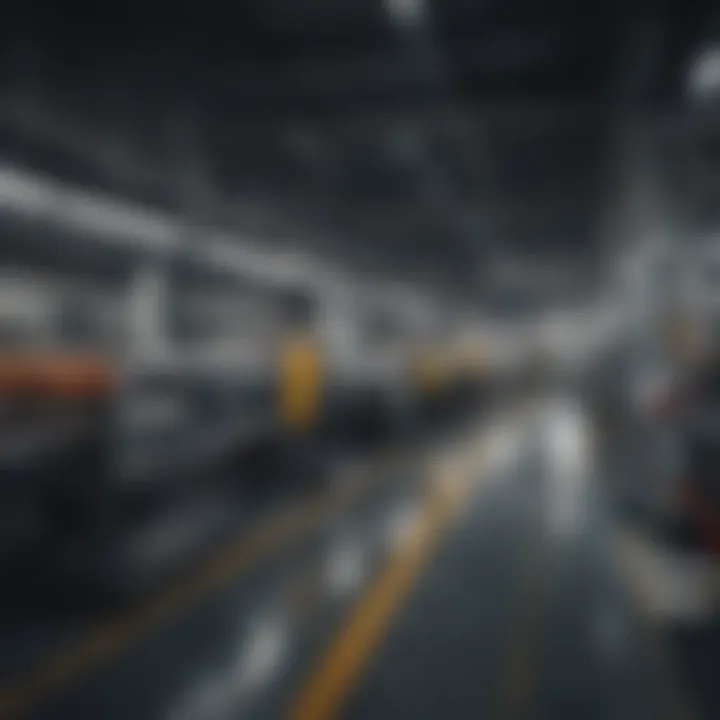 A bustling Italian factory showcasing modern manufacturing techniques