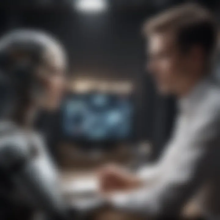 Visual representation of AI systems engaging in conversation.