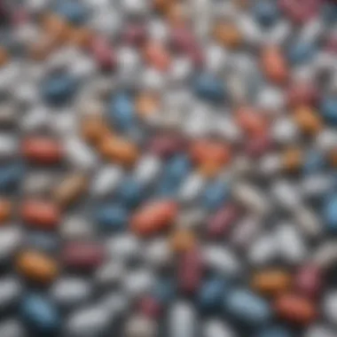 Illustration of various types of pills categorized by their functions