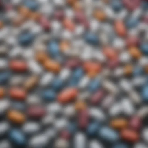 Illustration of various types of pills categorized by their functions