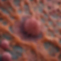 Microscopic view of lymph nodes affected by leukemia