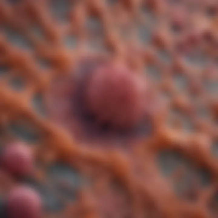 Microscopic view of lymph nodes affected by leukemia