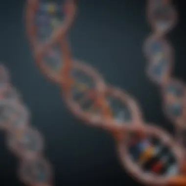 Exploring DNA Structure and Genetic Diversity An abstract representation of DNA structure reflecting genetic diversity