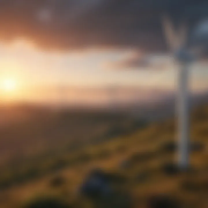 Wind turbines and solar panels in a renewable energy landscape