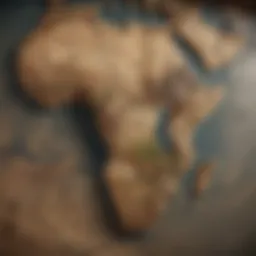 An ancient map depicting historical migration routes across Africa