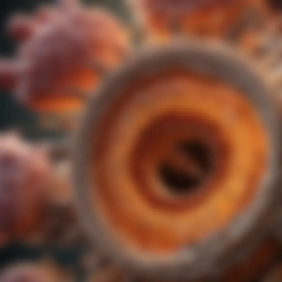 Microscopic examination of intestinal tissue affected by celiac disease