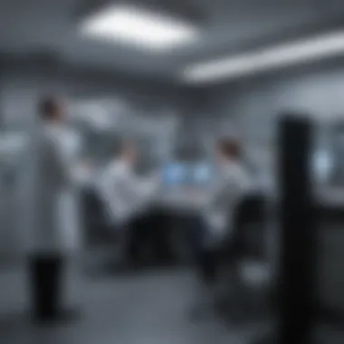 Collaborative Research Environment Team collaboration in a research lab focused on cancer care