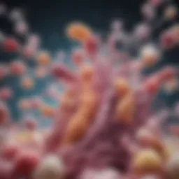 Conceptual illustration of immuno-synbiotics showcasing prebiotics and probiotics