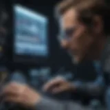 A molecular biologist analyzing data on a computer