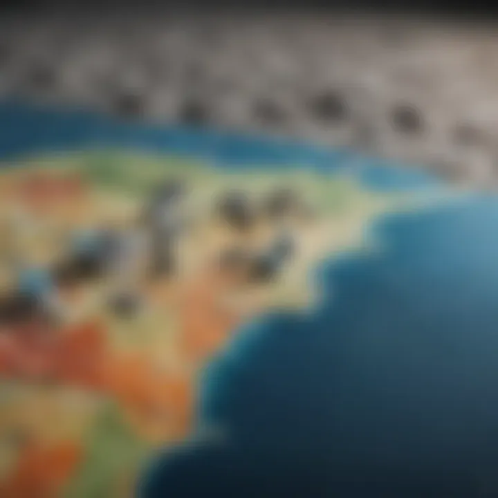 A map illustrating salary variations across different locations
