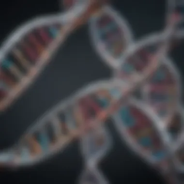 Advancements in Genetic Research A detailed representation of a DNA double helix emphasizing genetic research advancements