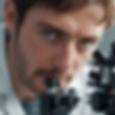 The Intricacies of Biological Research A researcher examining biological samples under a microscope