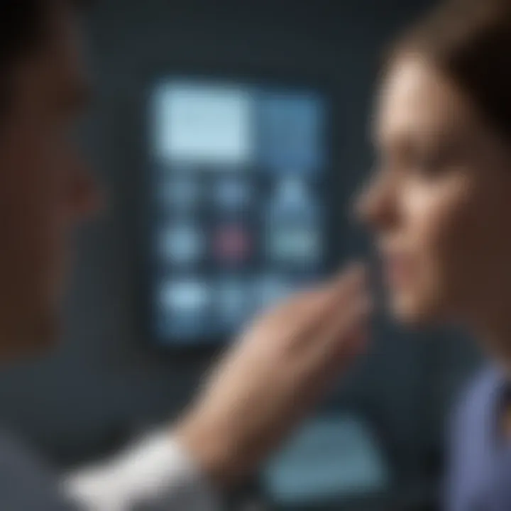 Illustration of a clinician interacting with a digital CDSS interface