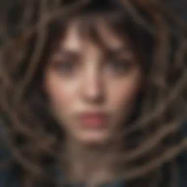 Mind's Labyrinth of Solitude An abstract representation of tangled thoughts and emotions, illustrating the complexity of loneliness.