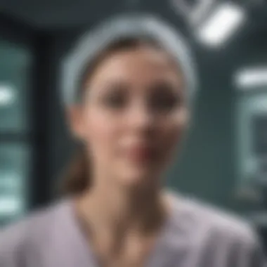 Augmented Reality in Healthcare A healthcare professional using AR technology for surgical assistance in an operating room.