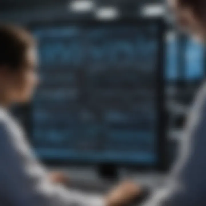 Clinical team analyzing ECG data on a digital screen