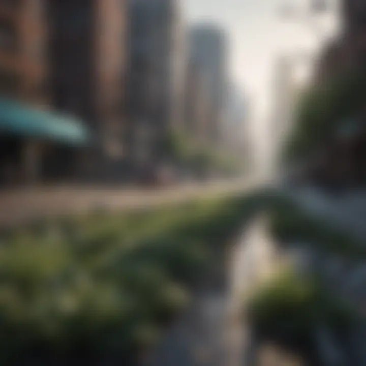 Data visualization representing urban growth and sustainability metrics