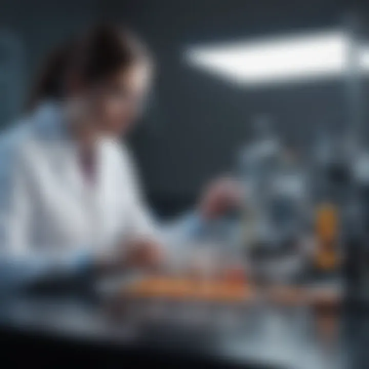 A laboratory setting with advanced technology and researchers analyzing genetic data.