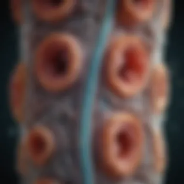 Illustration of goblet cells producing mucus