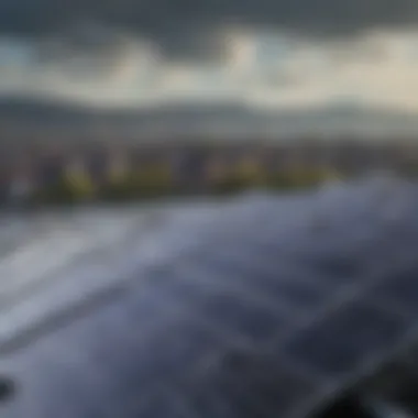 Solar panels on rooftops representing renewable energy