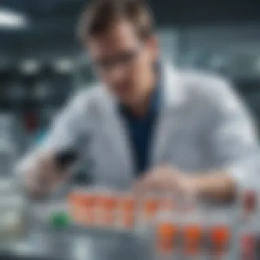 Laboratory technician conducting biochemical testing on bacterial samples