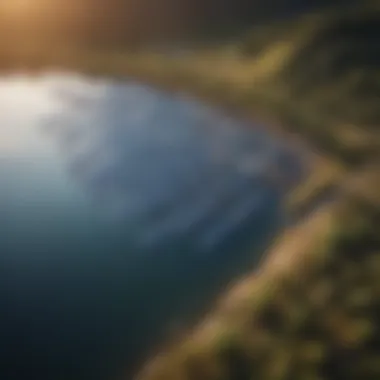 Aerial view of solar panels deployed on a lake