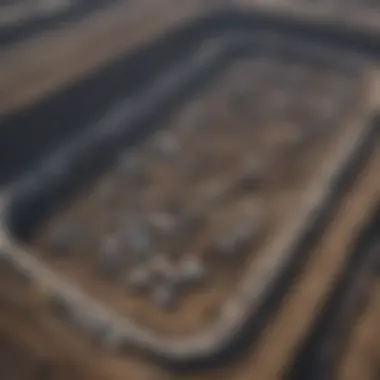 Aerial view of a landfill site showcasing waste layers and decomposition