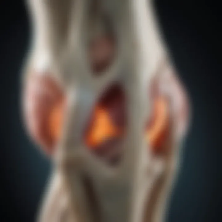 MRI scan highlighting lateral tendon inflammation post knee surgery.
