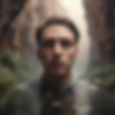 Artistic representation of a dreamer navigating through surreal landscapes