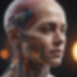 An abstract representation of machine learning algorithms applied to radiology diagnostics.