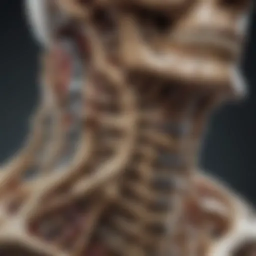 Detailed anatomical diagram of cervical vertebrae showing fracture points