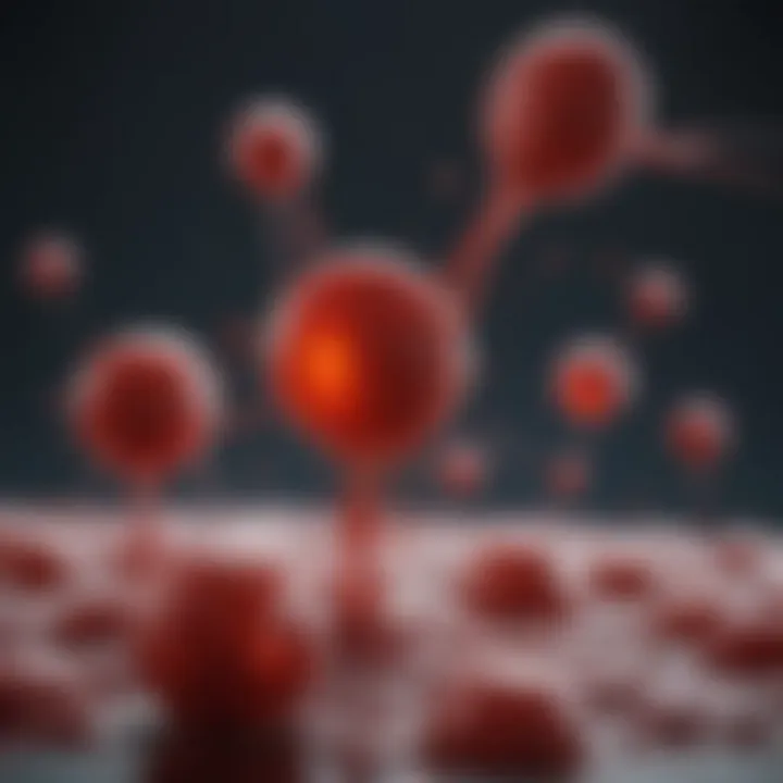 Platelets interacting with red blood cells during clot formation