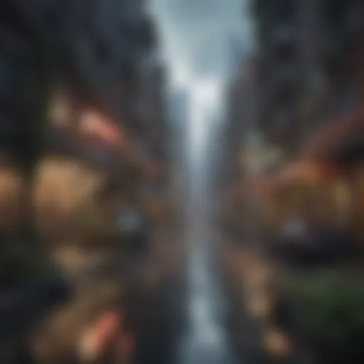 A vibrant cityscape highlighting urbanization and its impact on ecosystems