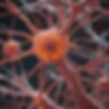 Neural Tissue Analysis in MS Research Microscopic view of neural tissue affected by multiple sclerosis