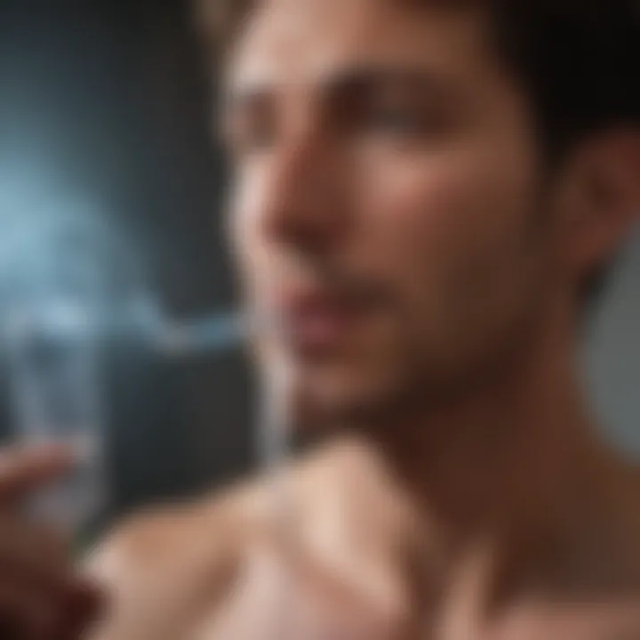 A patient monitoring their breathing with a peak flow meter
