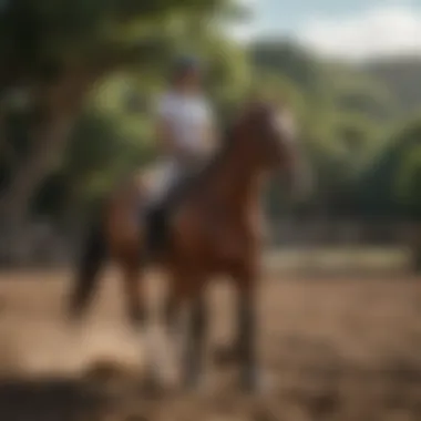 An equestrian school in Puerto Rico, showcasing riders in a training session with a focus on techniques and horse care.