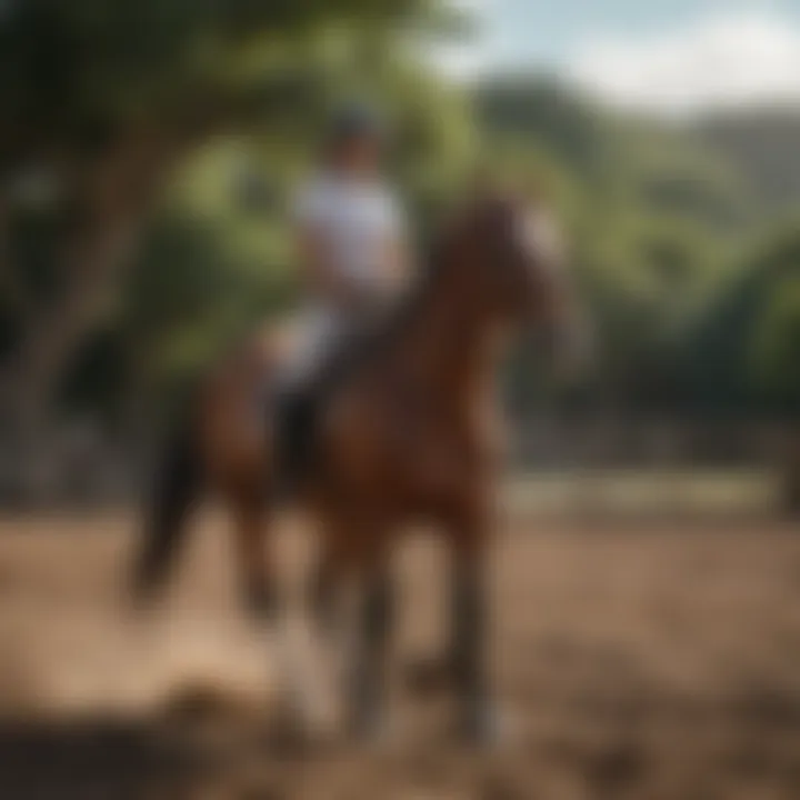 An equestrian school in Puerto Rico, showcasing riders in a training session with a focus on techniques and horse care.