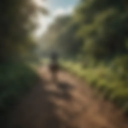 A picturesque view of a horse riding trail in Puerto Rico, surrounded by lush greenery and vibrant flora.