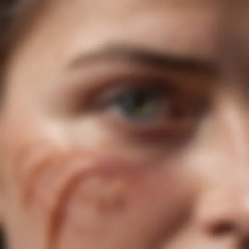 Close-up of skin affected by scleroderma showing fibrosis