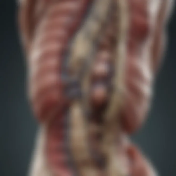 Illustration of spinal anatomy with metastasis