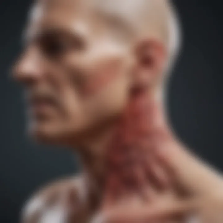 Visual representation of factors influencing disease progression in head and neck cancer.