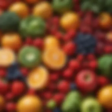 Nourishing Foods for Radiant Skin Close-up of vibrant fruits and vegetables highlighting the importance of diet