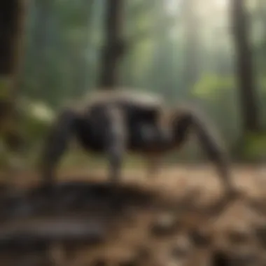 Tarantula Habitat Exploration Natural habitat of a tarantula in a forested environment
