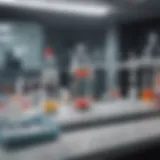 A close-up view of a laboratory environment where drug testing occurs, showcasing advanced equipment and sterile conditions.