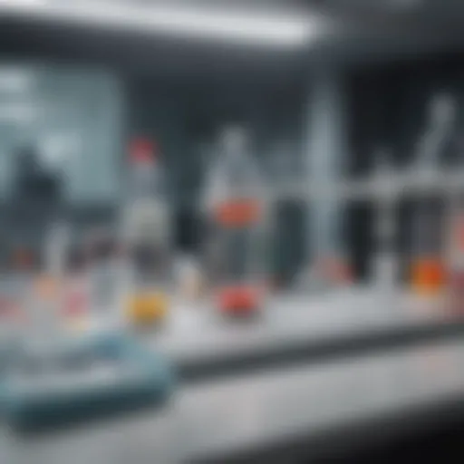 A close-up view of a laboratory environment where drug testing occurs, showcasing advanced equipment and sterile conditions.