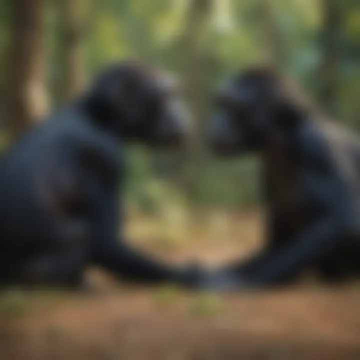 Bonobos engaging in social interaction