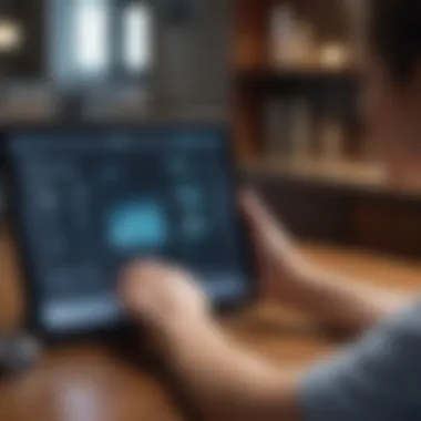 Digital Tools Enhancing Diabetes Care An individual using a digital health app on a tablet to track their wellness journey.