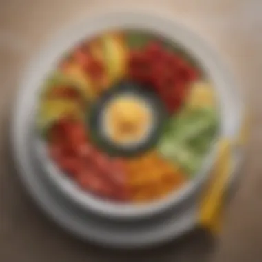 Nutritious Foods for Effective Diabetes Management A visually appealing plate of colorful fruits and vegetables arranged artfully.