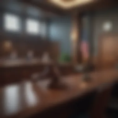 A courtroom setting highlighting climate-related legal proceedings